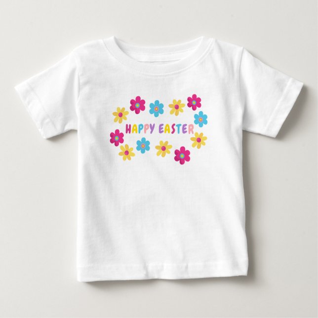 Camiseta De Bebé Colorful Flowers Happy Easter (Anverso)