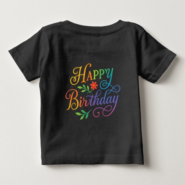 Camiseta De Bebé Colorful Happy Birthday Floral Baby T-Shirt (Reverso)