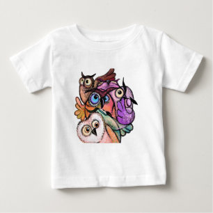 Camiseta De Bebé Colorful Owls Family Baby T-Shirt - Painting