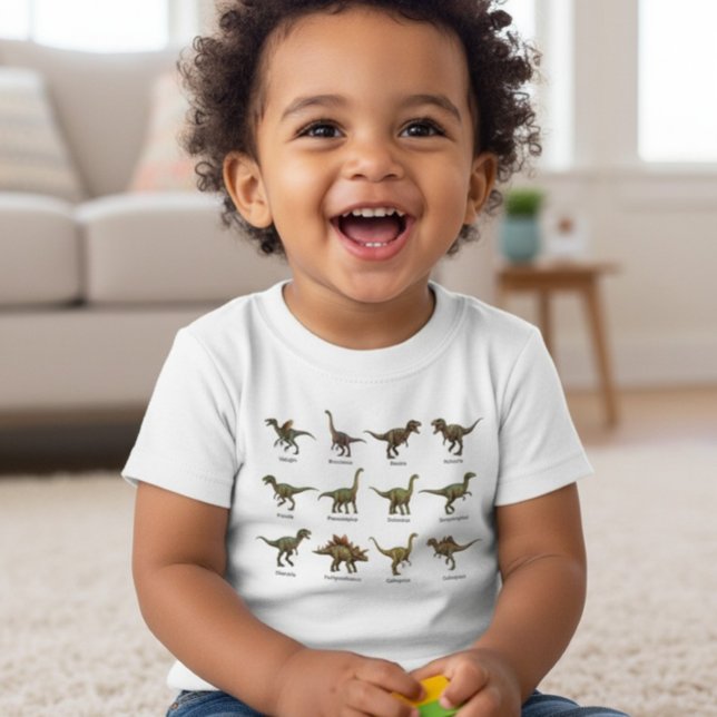Camiseta De Bebé Colorful Prehistoric Pals Dinosaur Name Chart (Subido por el creador)