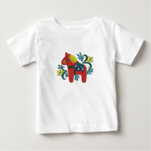 Camiseta De Bebé Colorido caballo de dala sueco