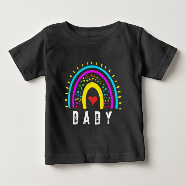 CAMISETA DE BEBÉ COLORIDO DE MODA ARCOÍRIS PERSONALIZADO  (Anverso)