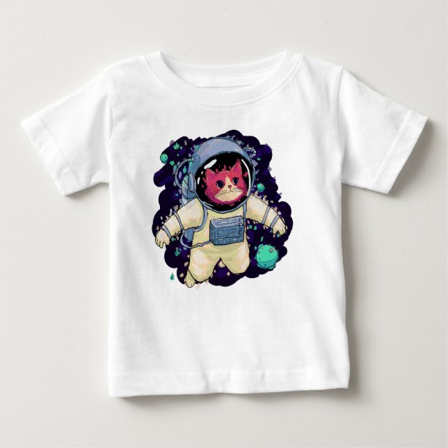Camiseta De Bebé Colorido gato astronauta (Anverso)