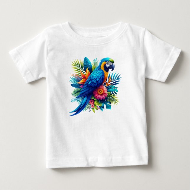 Camiseta De Bebé Colorido macao tropical azul (Anverso)