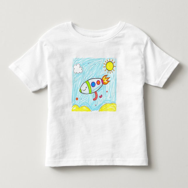 Camiseta De Bebé Colorido Rocket Doodle Fun Space Art (Anverso)