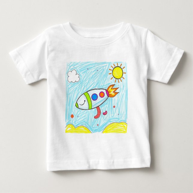 Camiseta De Bebé Colorido Rocket Doodle Fun Space Art (Anverso)