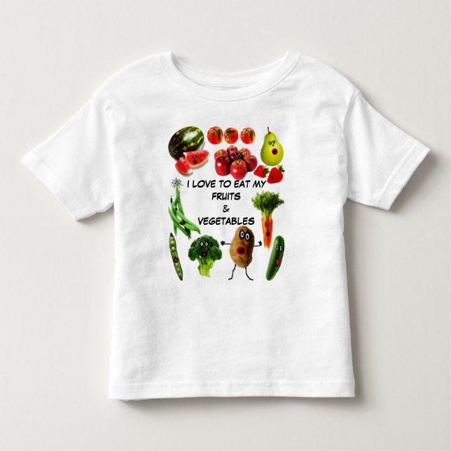 Camiseta De Bebé Coma frutas y verduras (Anverso)