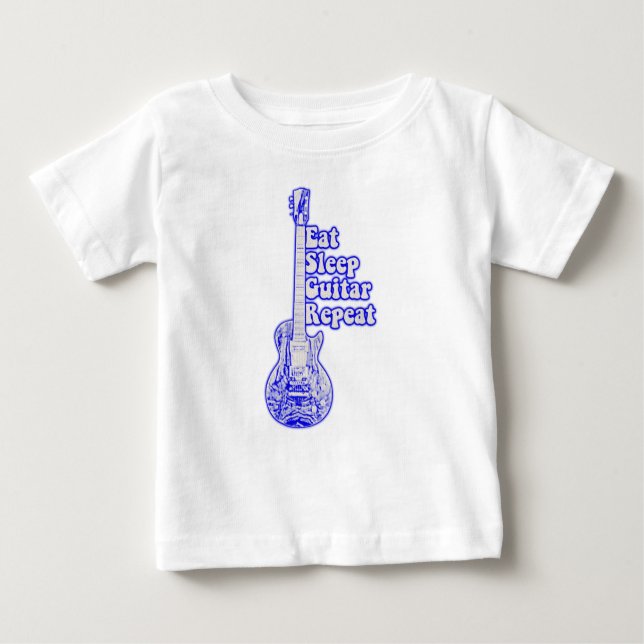 Camiseta De Bebé Coma guitarra dormido repetida. guitarra azul vint (Anverso)
