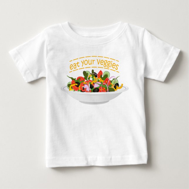 Camiseta De Bebé Coma tus verduras Cita cuenco de ensaladas frescas (Anverso)