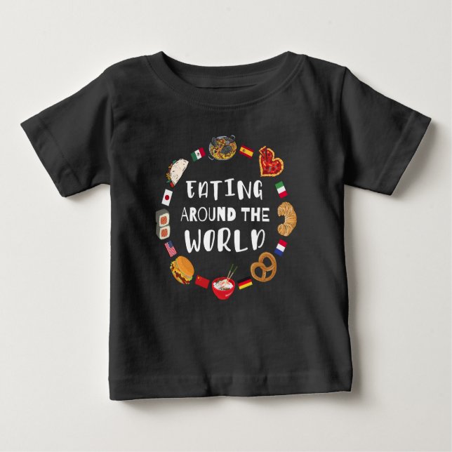 Camiseta De Bebé Comer alrededor del mundo (Anverso)