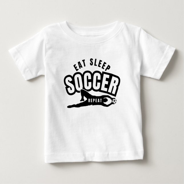 Camiseta De Bebé comer dormir fútbol repetir  (Anverso)