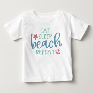 Camiseta De Bebé Comer Dormir Playa Repetir Ancla Estrella Pez