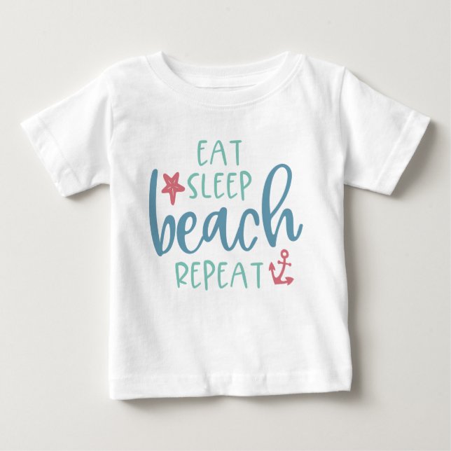 Camiseta De Bebé Comer Sleep Beach Repetir Pescado Estrella de Anch (Anverso)
