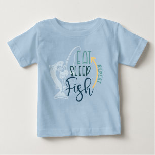 Camiseta De Bebé Comer Sleep Fish Repetir deportes de la raza