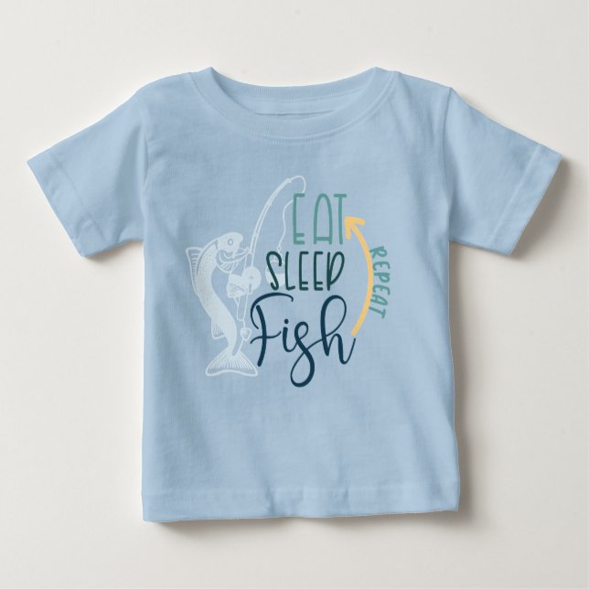 Camiseta De Bebé Comer Sleep Fish Repetir deportes de la raza (Anverso)