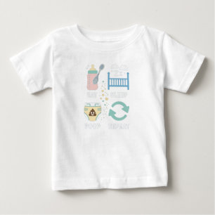 Camiseta De Bebé Comer Sleep Poop Repetir Humor Funny Bebé Bebé