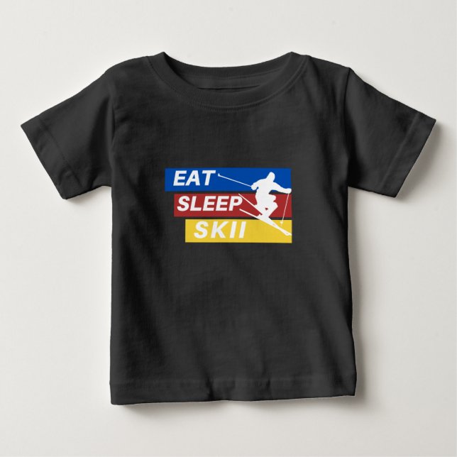 Camiseta De Bebé Comer Sleep Skii Baby (Anverso)