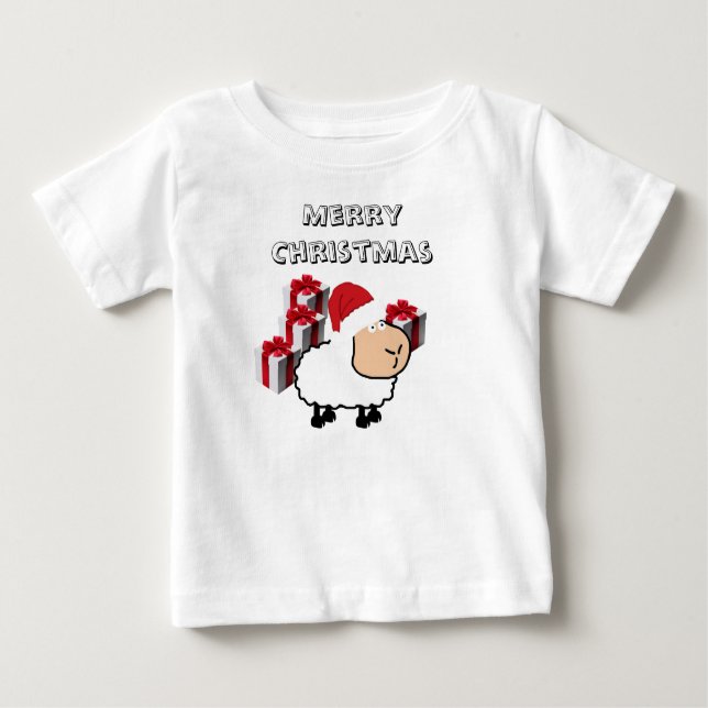 Camiseta De Bebé Cómicas y extravagantes Navidades lindos ovejas (Anverso)