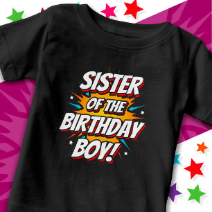 Camiseta De Bebé Cómics de Fiesta de Superhéroes Hermana del Cumple