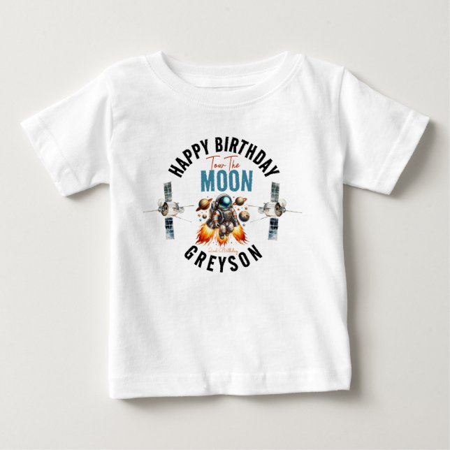 Camiseta De Bebé comienza hacia la luna cumpleaños 2do espacio (Anverso)