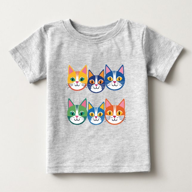 Camiseta De Bebé Compañeros de gato coloridos (Anverso)