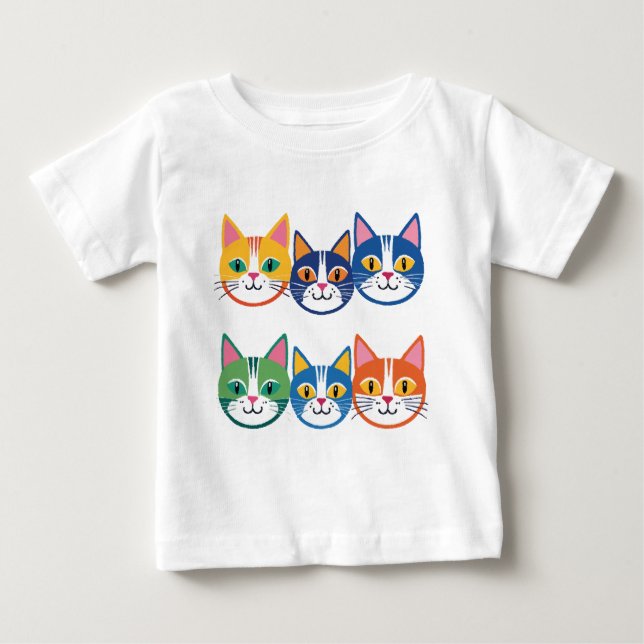 Camiseta De Bebé Compañeros de gato coloridos (Anverso)