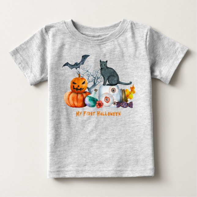 Camiseta De Bebé Composición de Halloween Mi primer Halloween (Anverso)