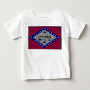 camiseta de bebé con bandera de Arkansas purpurina