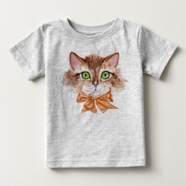 Camiseta de bebé con cara de gato (Anverso)