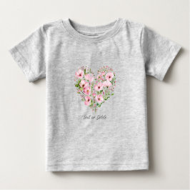 Camiseta de bebé con corazón floral rosa
