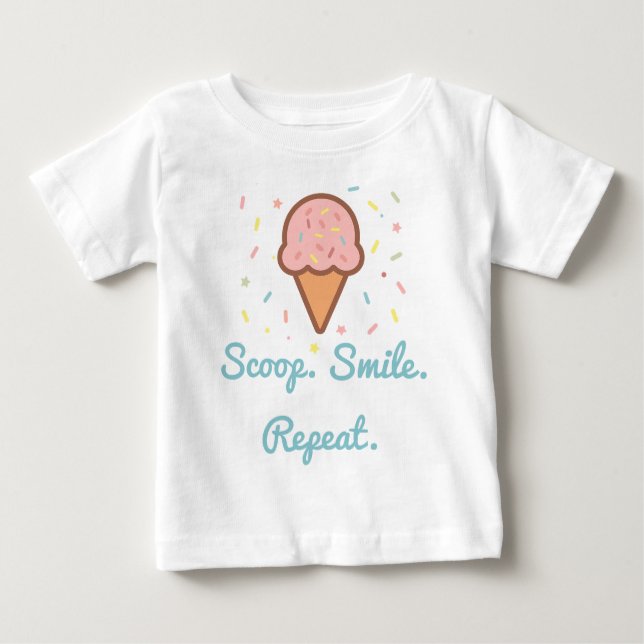 Camiseta de bebé con crema de hielo - Scoop. Sonrí (Anverso)