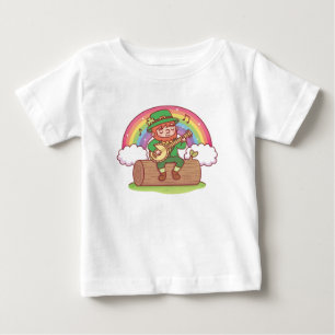 Camiseta de bebé con duende lindo tocando el banjo