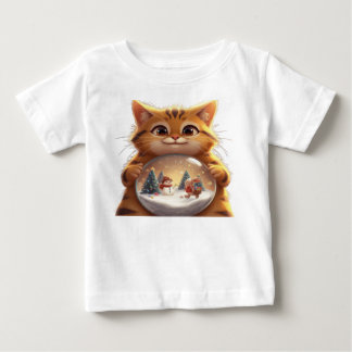 Camiseta de bebé con gato de Navidad en bola de ni