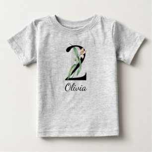 Camiseta de bebé con nombre personalizado floral c
