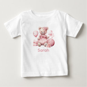 Camiseta de bebé con nombre personalizado y osito 