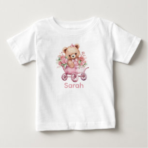 Camiseta de bebé con nombre personalizado y osito 