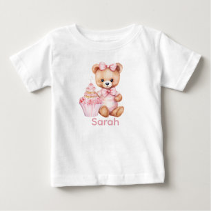 Camiseta de bebé con nombre personalizado y osito 