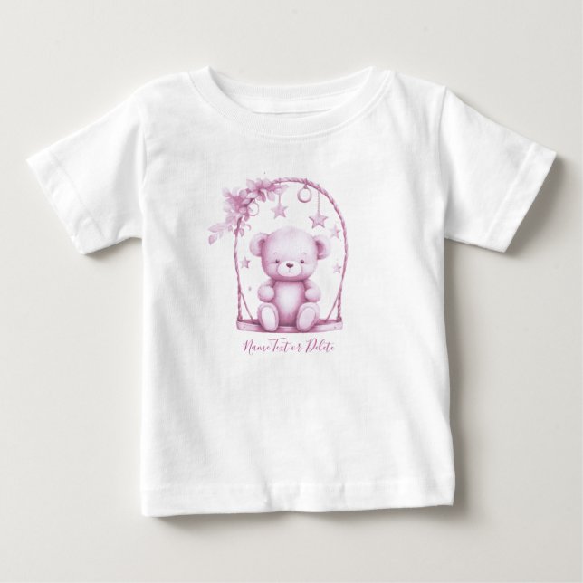Camiseta de bebé con osito de peluche rosa (Anverso)