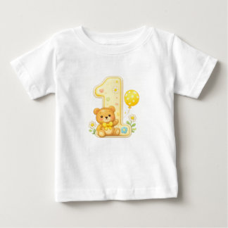 Camiseta de bebé con oso para el 1er cumpleaños