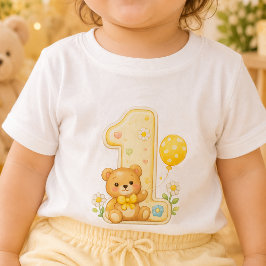 Camiseta de bebé con oso para el 1er cumpleaños