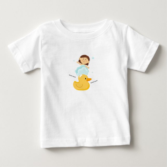 Camiseta de bebé con pato y niña (Anverso)