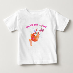 Camiseta de bebé con pez y gusano divertidos - Tu 