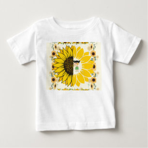 camiseta de bebé con tema de girasol