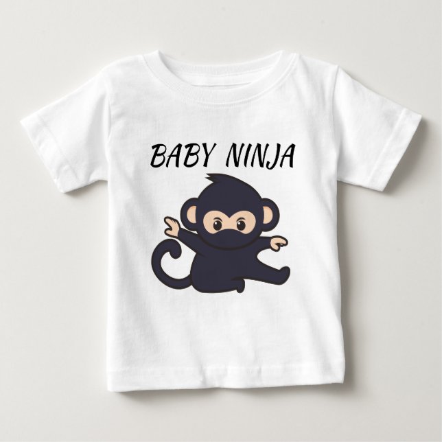 camiseta de bebé con una foto de ninja y texto de  (Anverso)