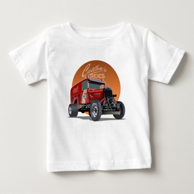 Camiseta De Bebé Concepto de auto de carrera retro personalizado (Anverso)