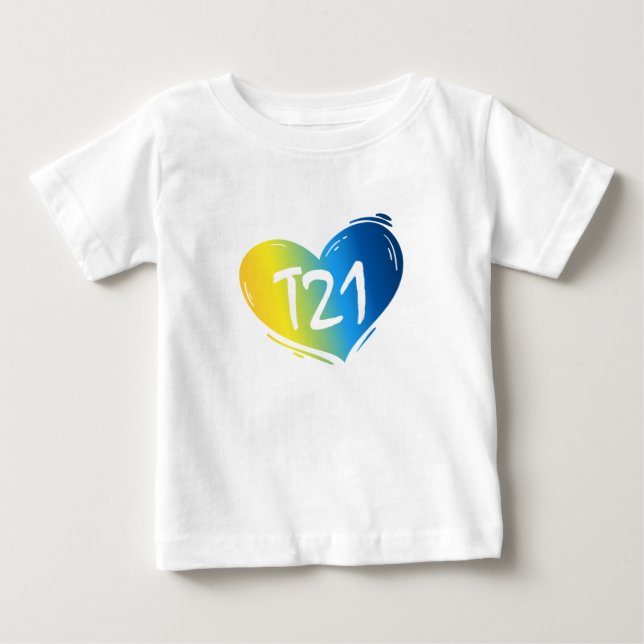 Camiseta De Bebé Conciencia de T21 Síndrome de Down (Anverso)