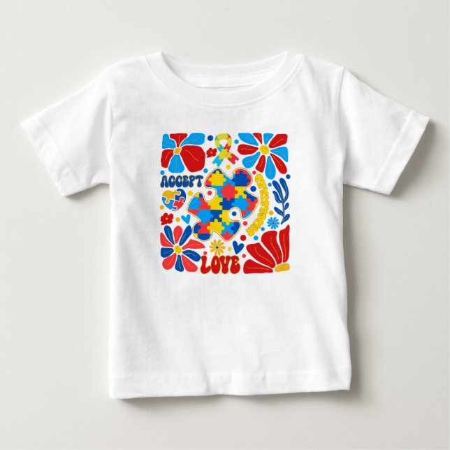 Camiseta De Bebé Conciencia sobre el autismo de Boho (Anverso)