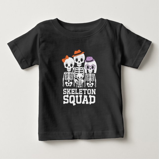 Camiseta De Bebé Concurso de familia Skeleton Squad Halloween (Anverso)