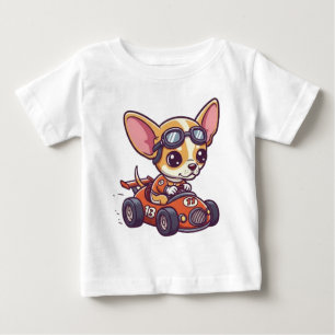 Camiseta De Bebé Conductor de autos de carreras Chihuahua Baby Cute