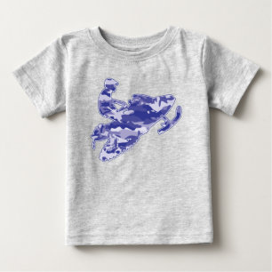 Camiseta De Bebé Conductor de moto de nieve con camuflaje azul